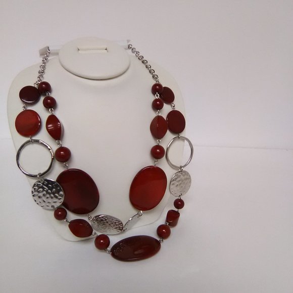 3 Piece Red & Silver  Necklace, Earring, Bracelet Set NWT - Picture 8 of 8